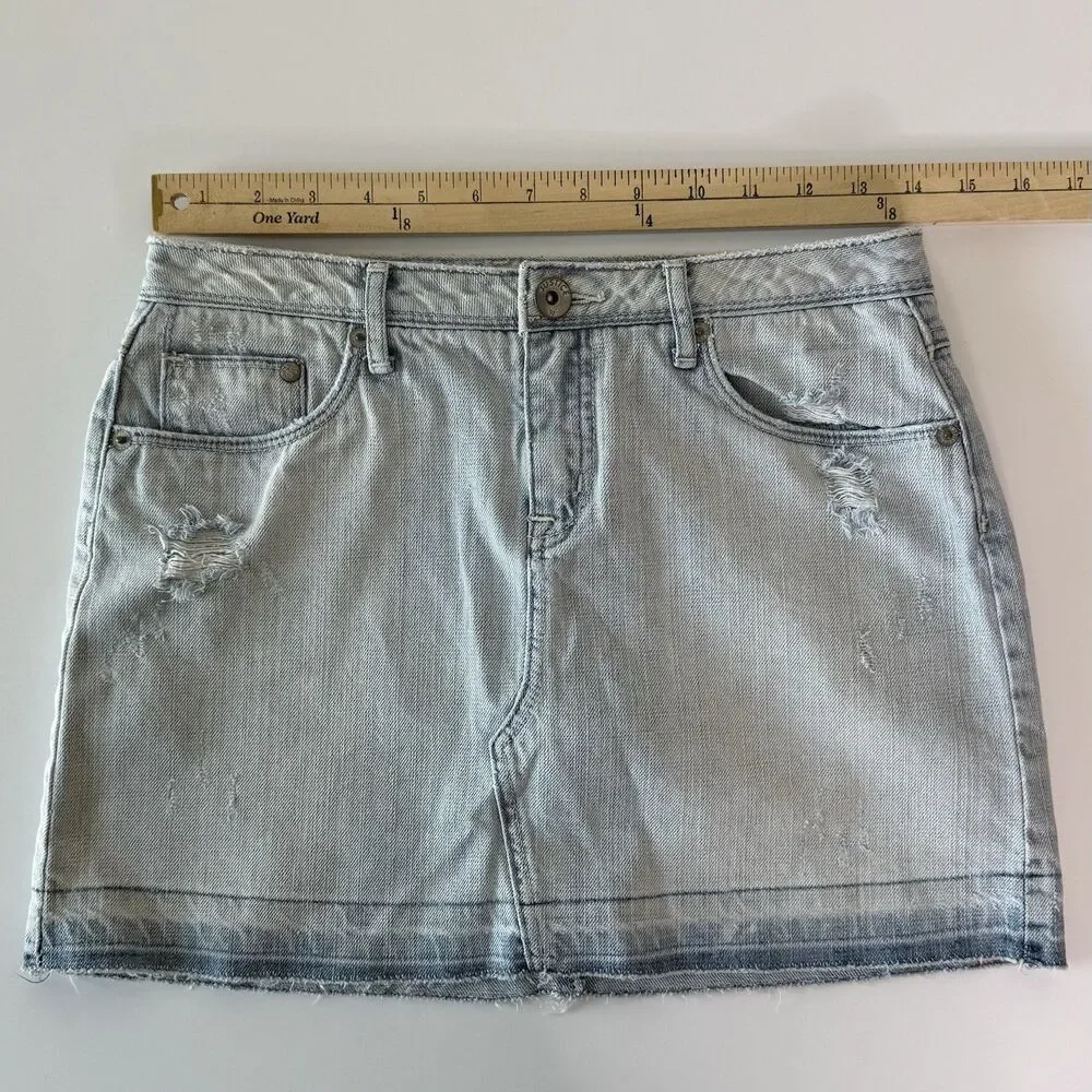 Justice Denim Skort Skirt Girls Size 16 Reg Light Wash Distressed Y2K VNTG
